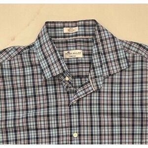 Peter Millar The Crown Ease Plaid Button Down Shirt Mens Large $148 Msrp‎ Blue